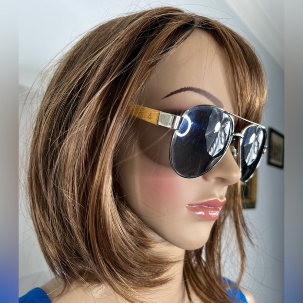 Treehut Stylish Aviator Sunglasses with wooden color frame.